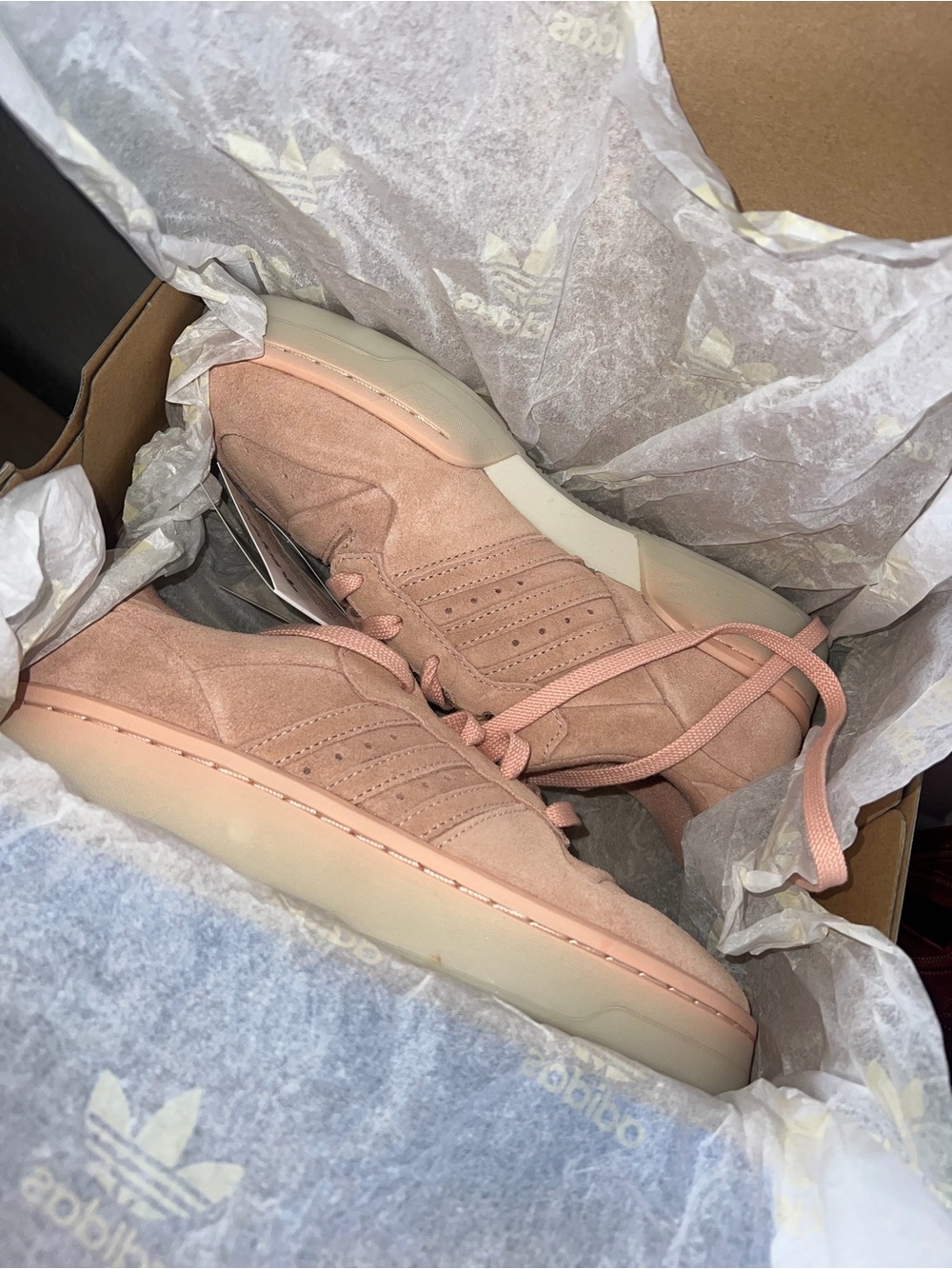 adidas Women’s Blush Pink Suede Low-Top Sneakers